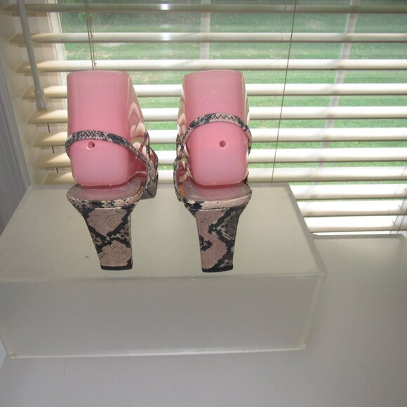 Anne Klein Snakeskin-Print Square-Toe Slingback Sandals Heels 7.5 M | Y2K Glam - Picture 5 of 7